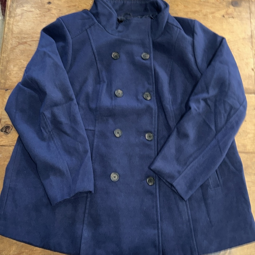 Women's Torrid Wool Double Breasted Pea Coat Navy Size 4 - Picture 2 of 7